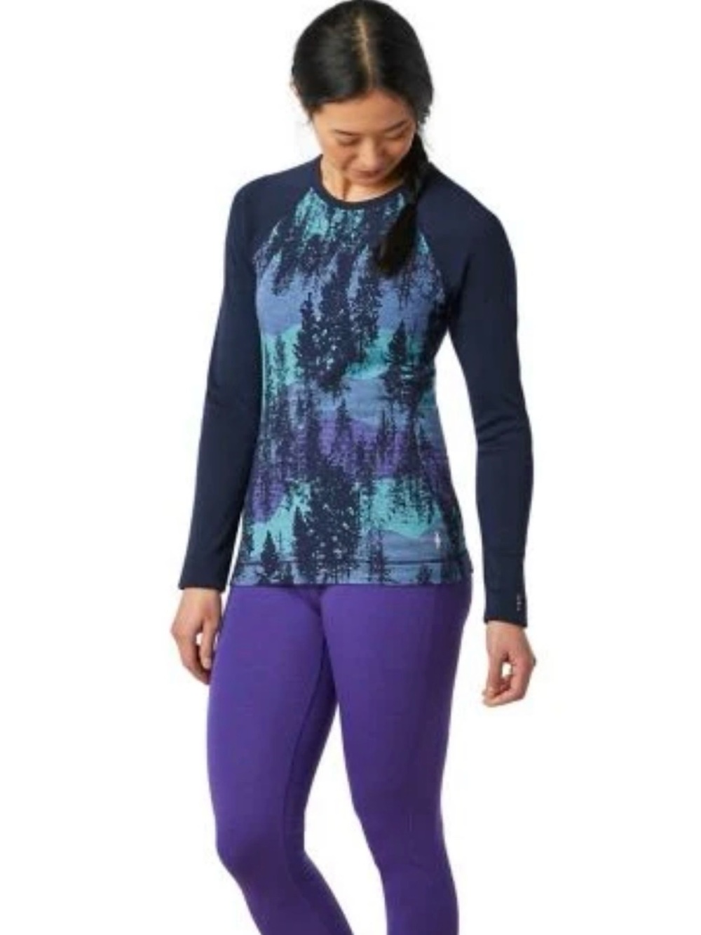 Smartwool Merino 250 Base Layer Pattern Crew Deep Forest Navy Size Large - Picture 2 of 8